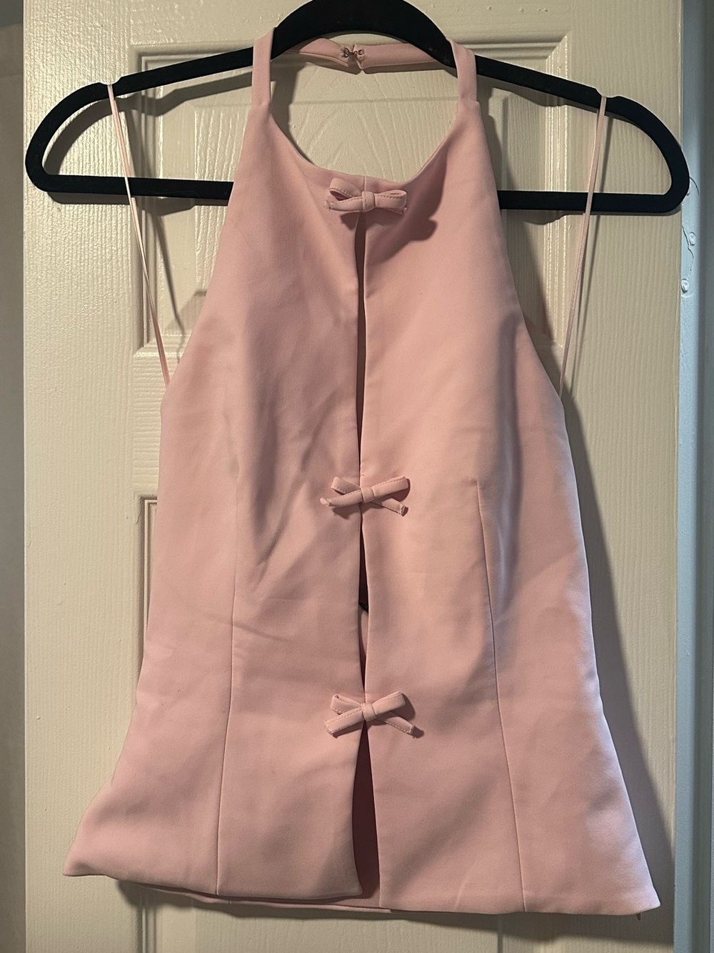 Zara Pale Pink Bow-Front Halter Top